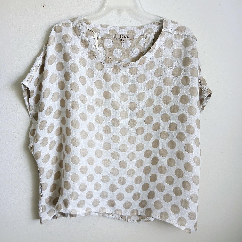 Flax White and Tan Polka Dot Blouse - Picture 3 of 16